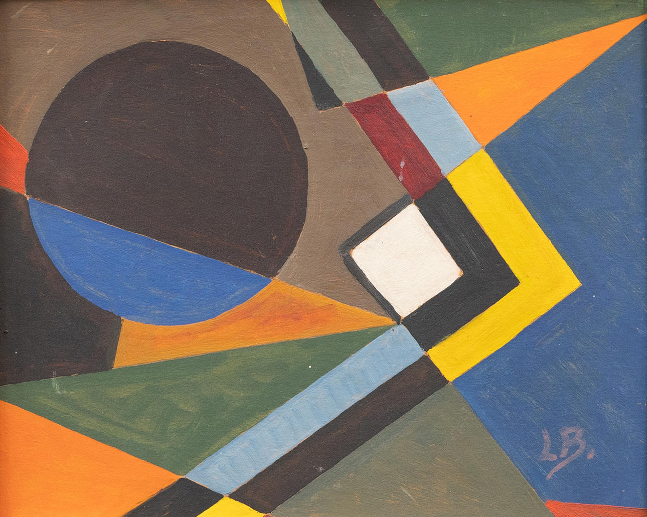 OIDENTIFIERAD KONSTNÄR. Composition, oil on panel, monogram signed L B.