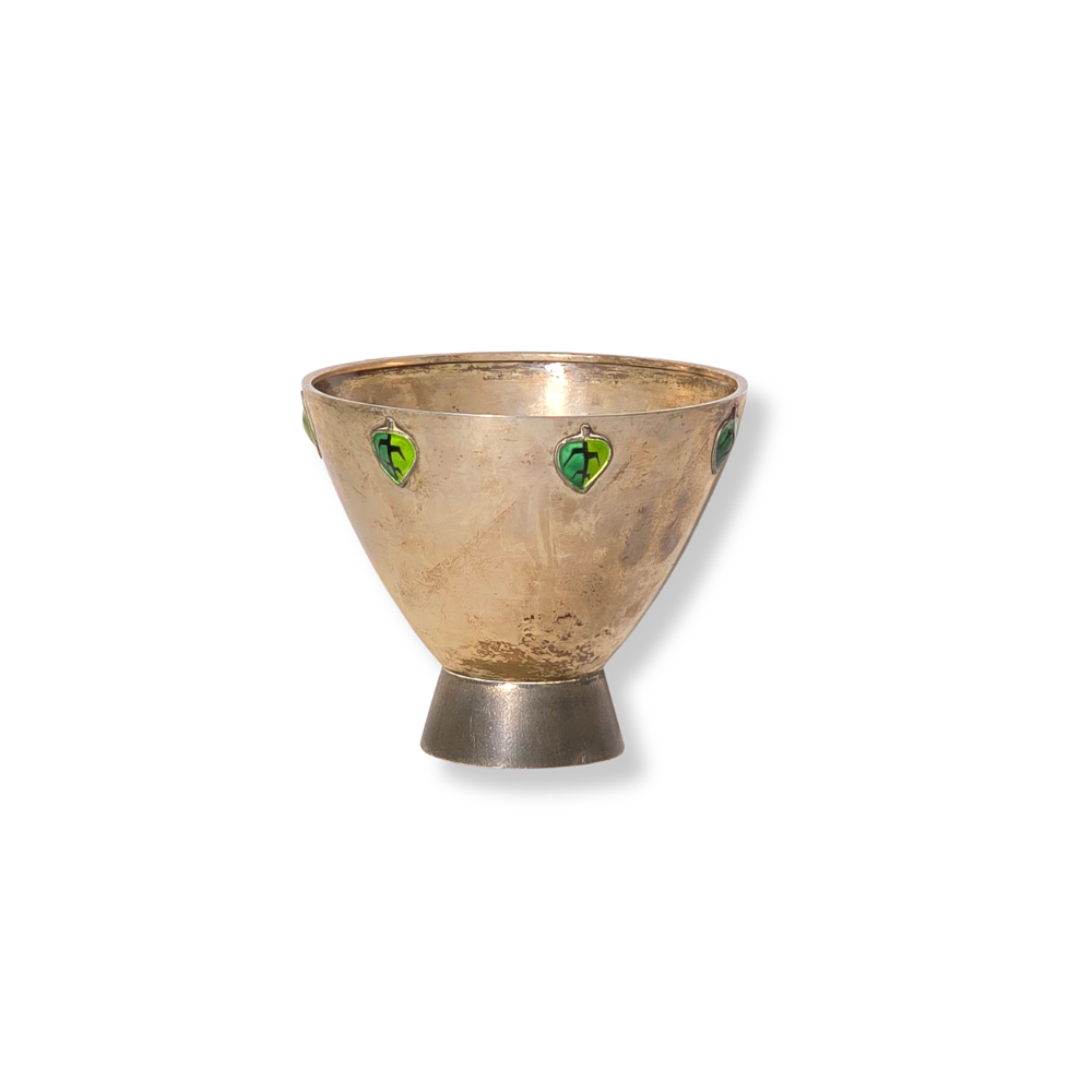 SILVER ICE BUCKET WITH CATALAN ENAMELS.