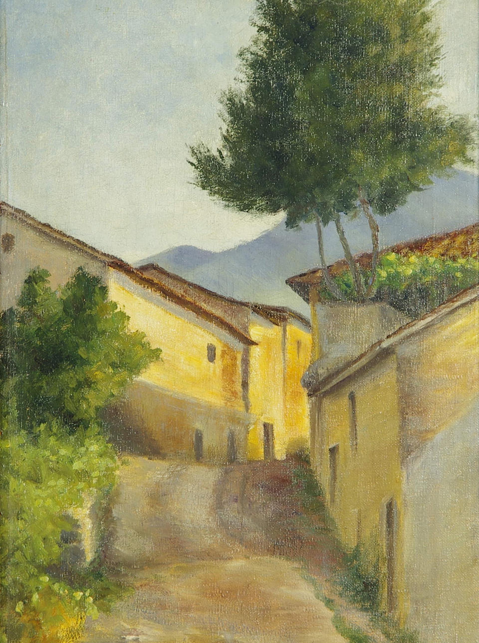 JUSTUS LUNDEGÅRD. TILLSKRIVEN. Bygata, olja på duk, osignerad.