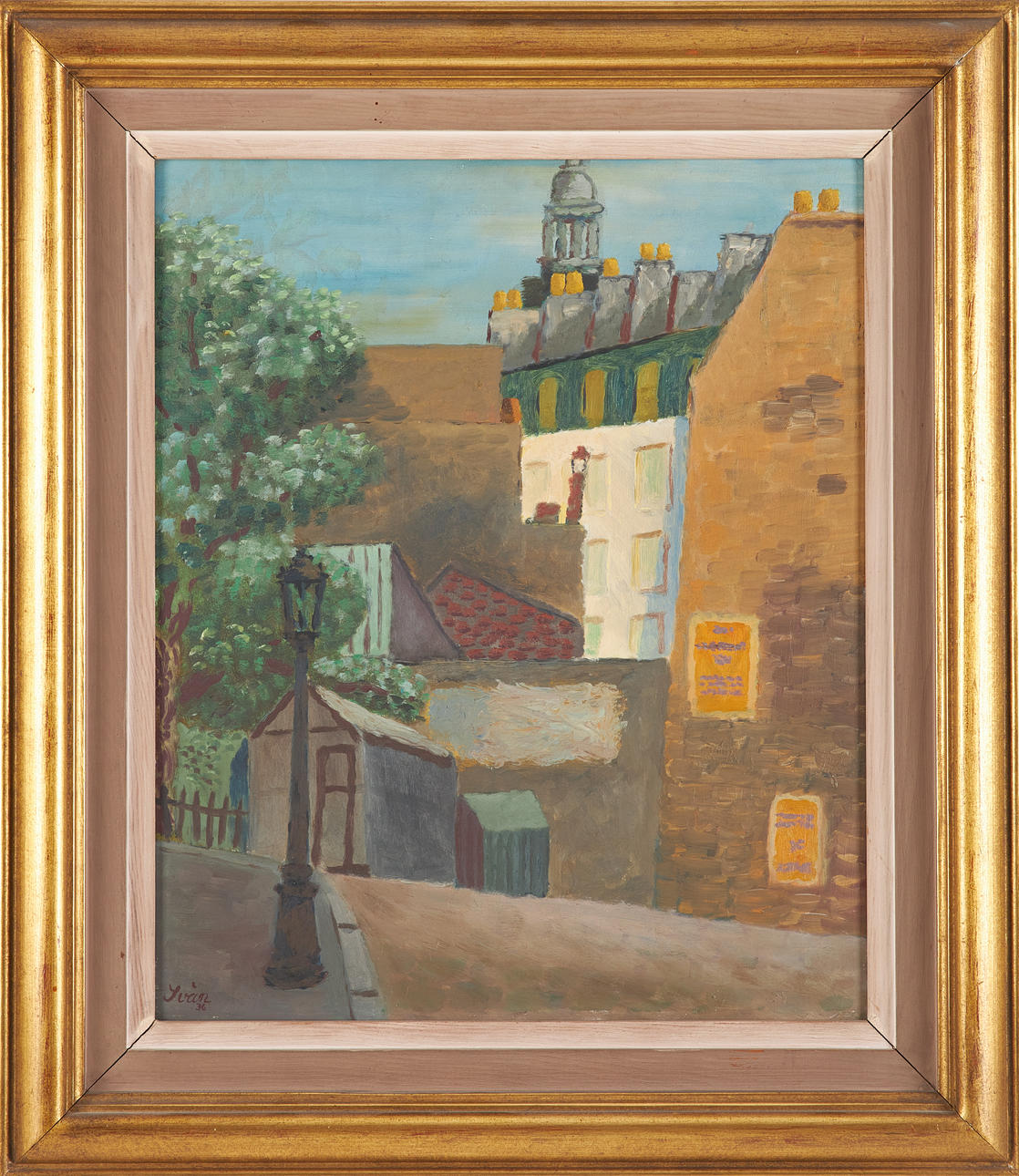 IVAN GRÜNEWALD. “Paris”, oil on panel, signed and dated Iván -36.