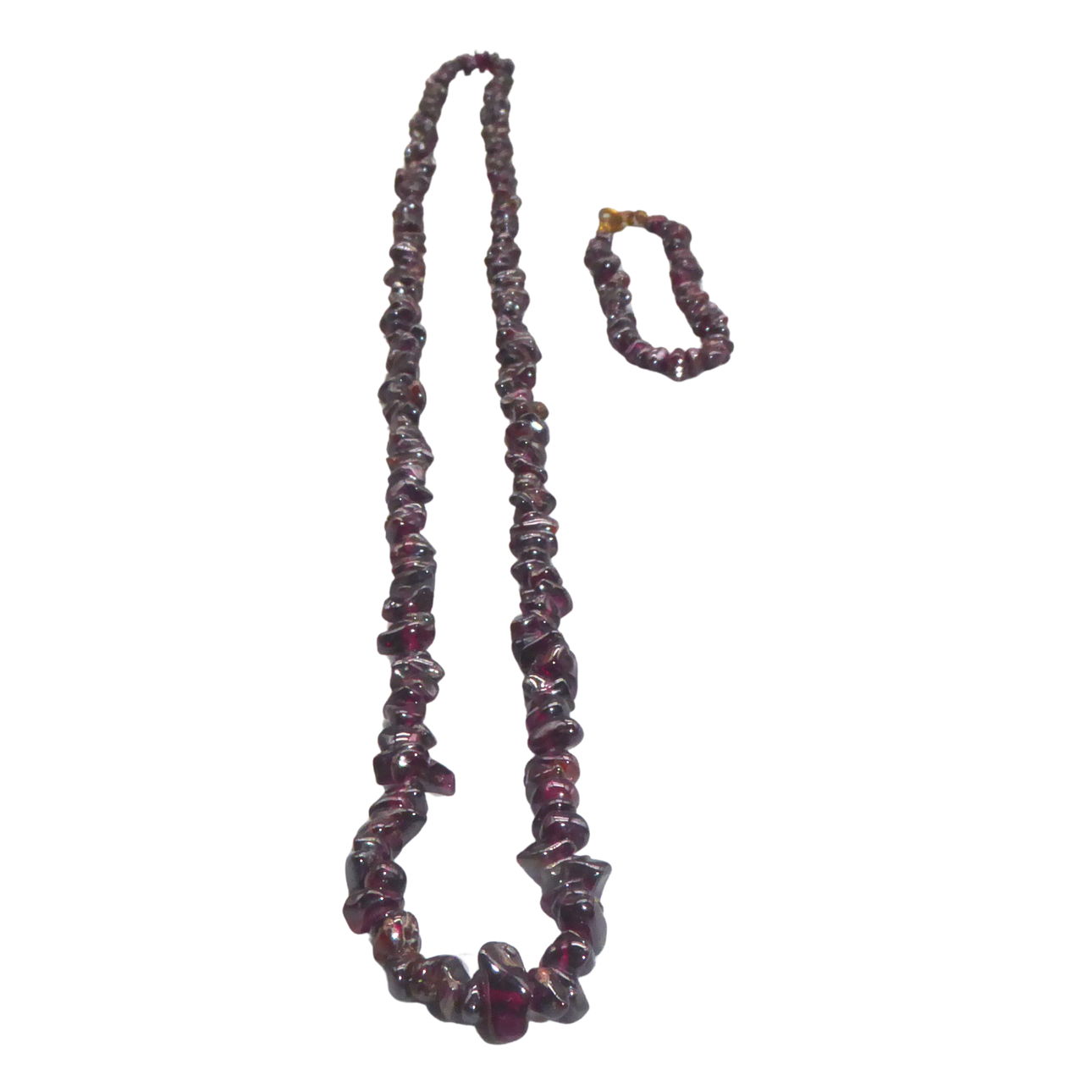 GARNET - ENDLESS NECKLACE AND BRACELET.