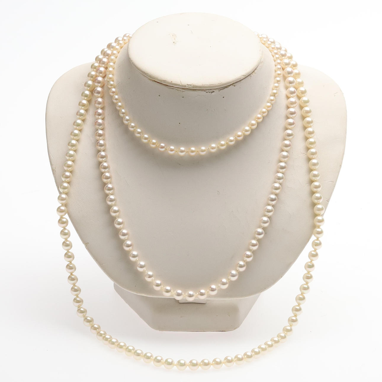 Collier 3 st, pärlor & lås av sterlingsilver.