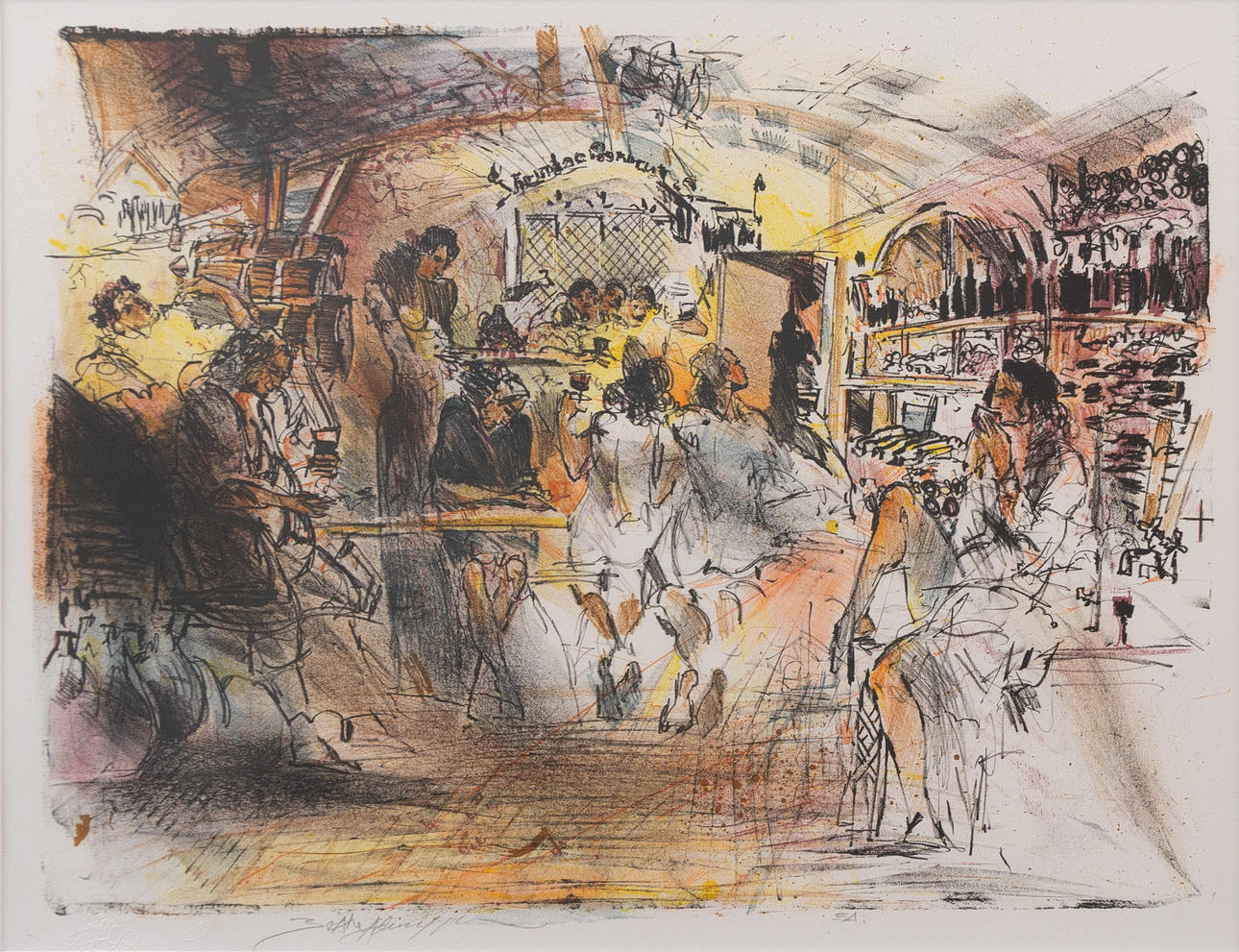 BO ÅKE ADAMSSON. Tavern interior, lithograph no EA, signed.