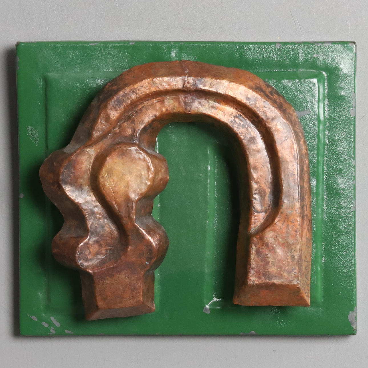 LARS SPAAK. WALL SCULPTURE, copper, sheet metal, "S is involved” signed, dated.