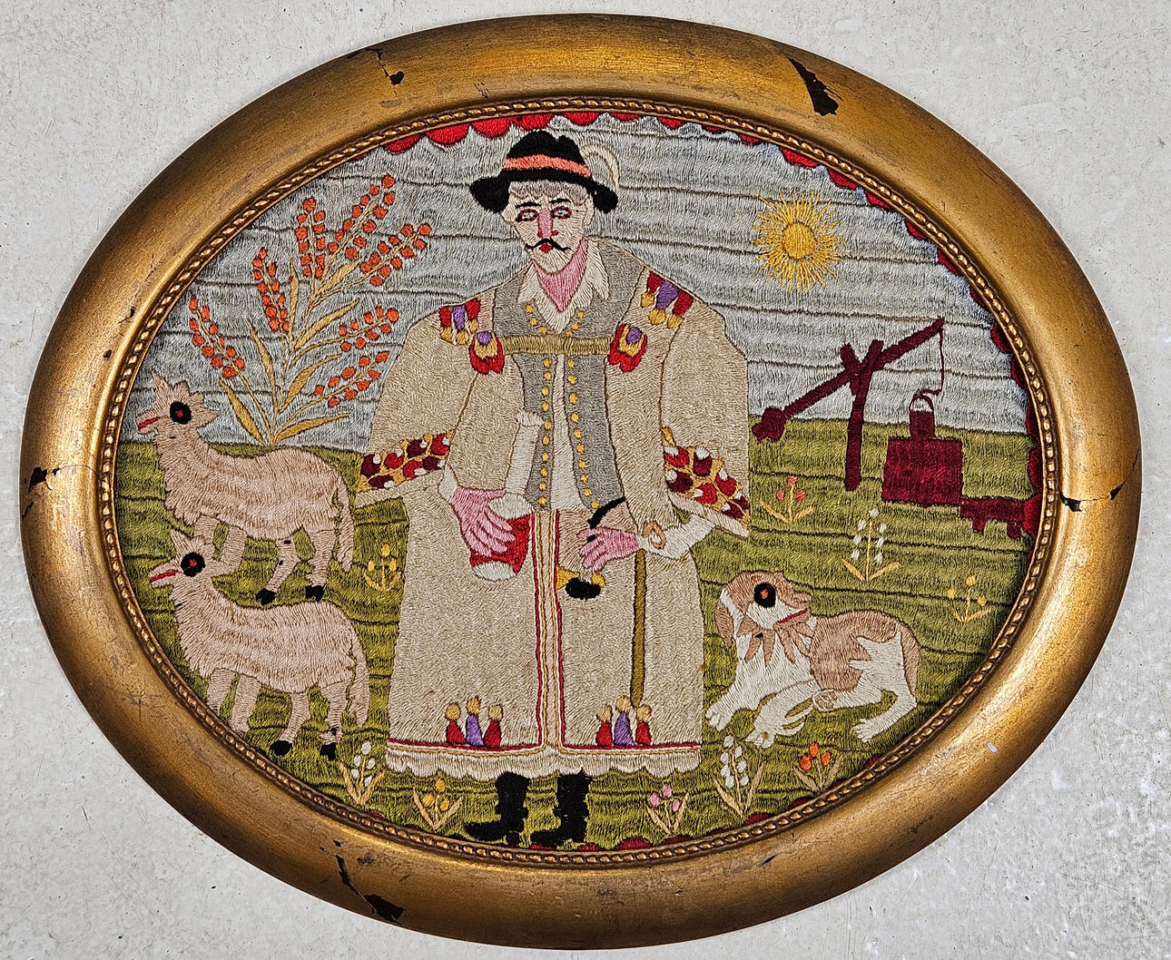 OKÄND KONSTNÄR. Embroidered painting, unsigned.