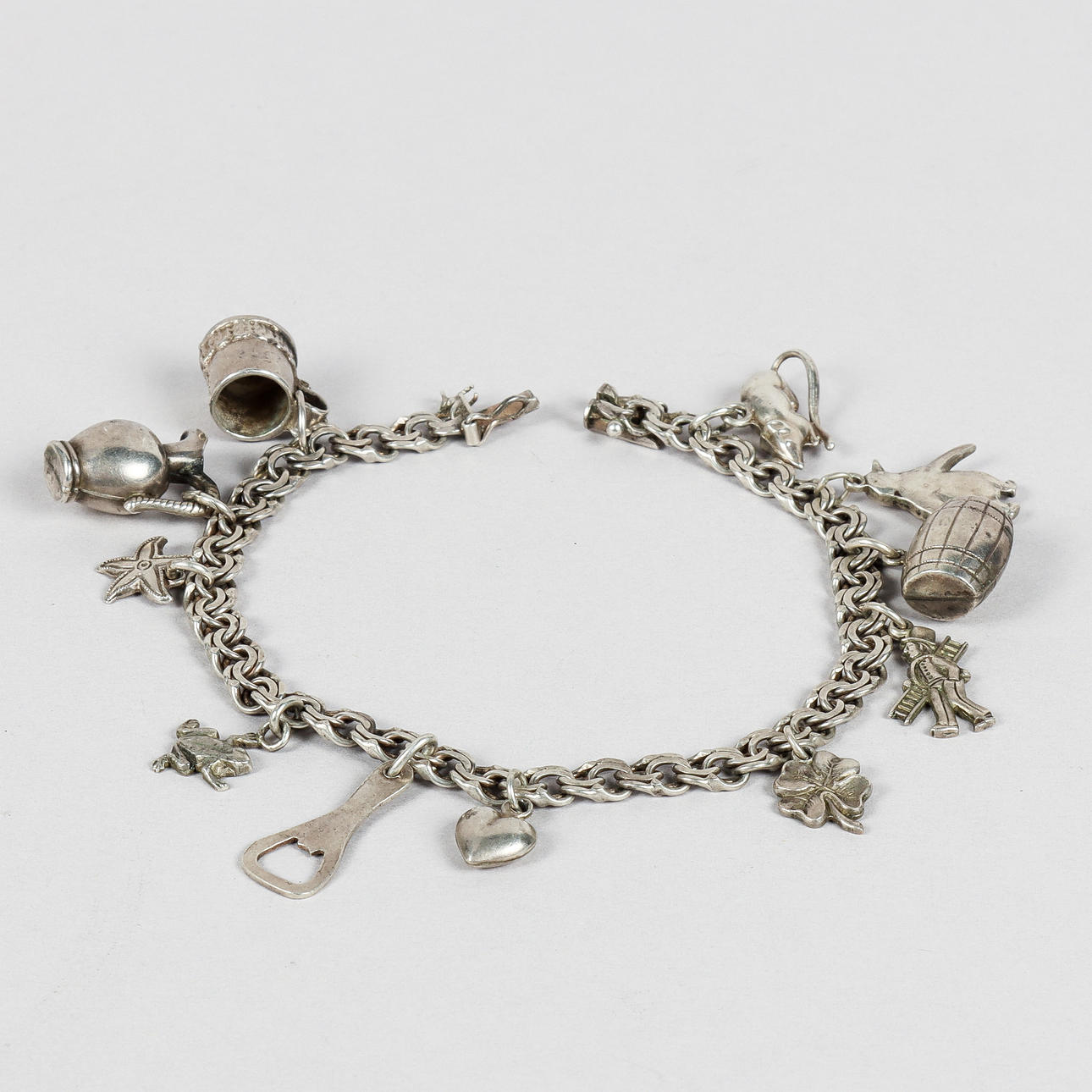 BRACELET Bismarck with charms, silver.