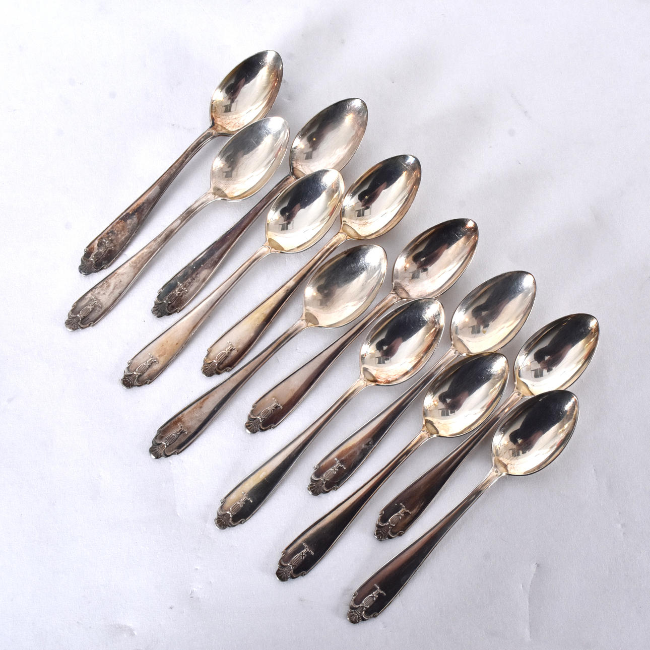 JACOB ÄNGMAN. kaffeskedar 12 st, silver, "Vasa".