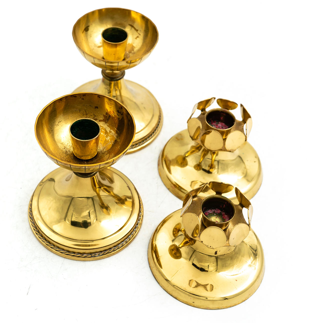CANDLE HOLDERS, 2-Pair, Brass, (4pcs).