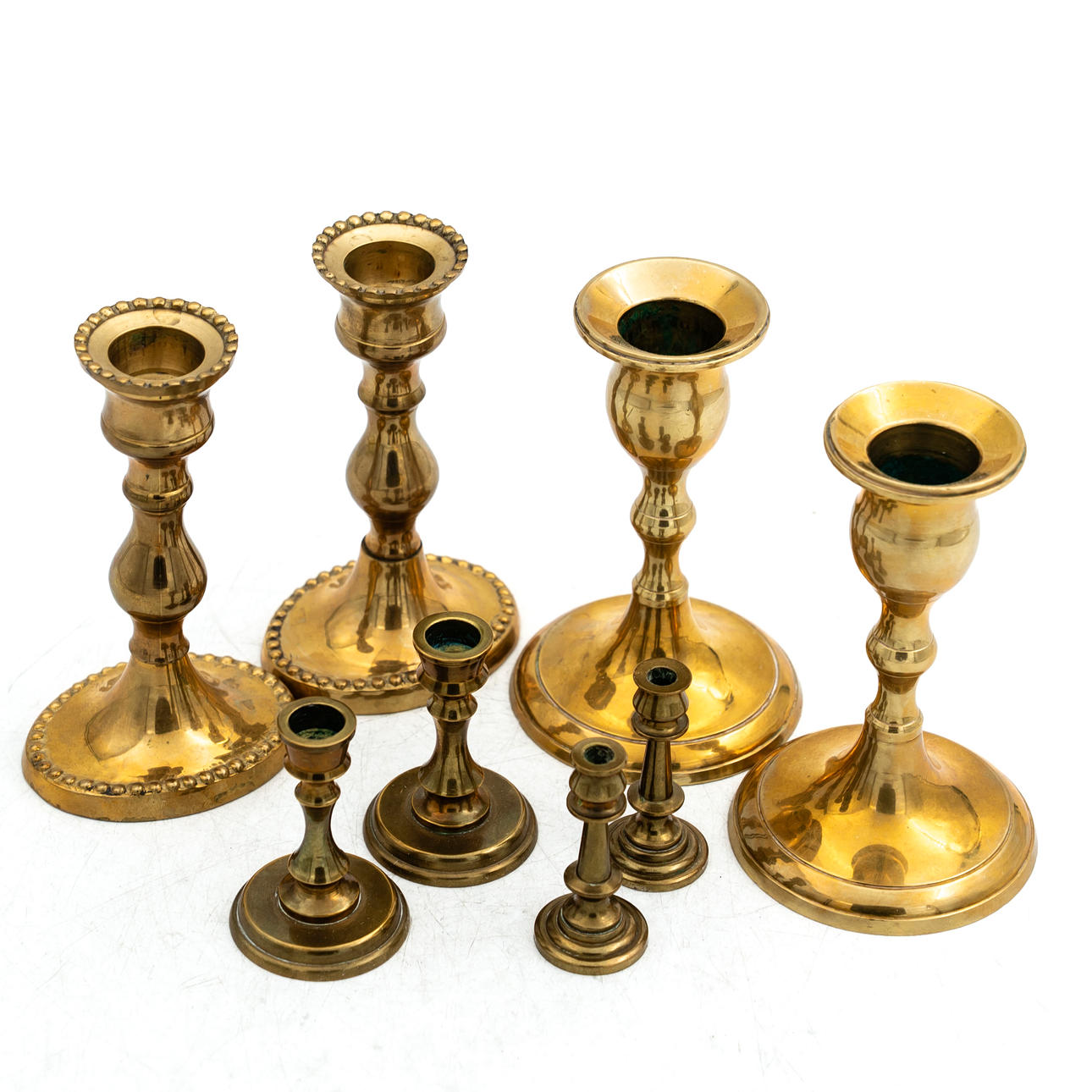 CANDLE HOLDERS, 4-Pair, Brass, (8pcs).