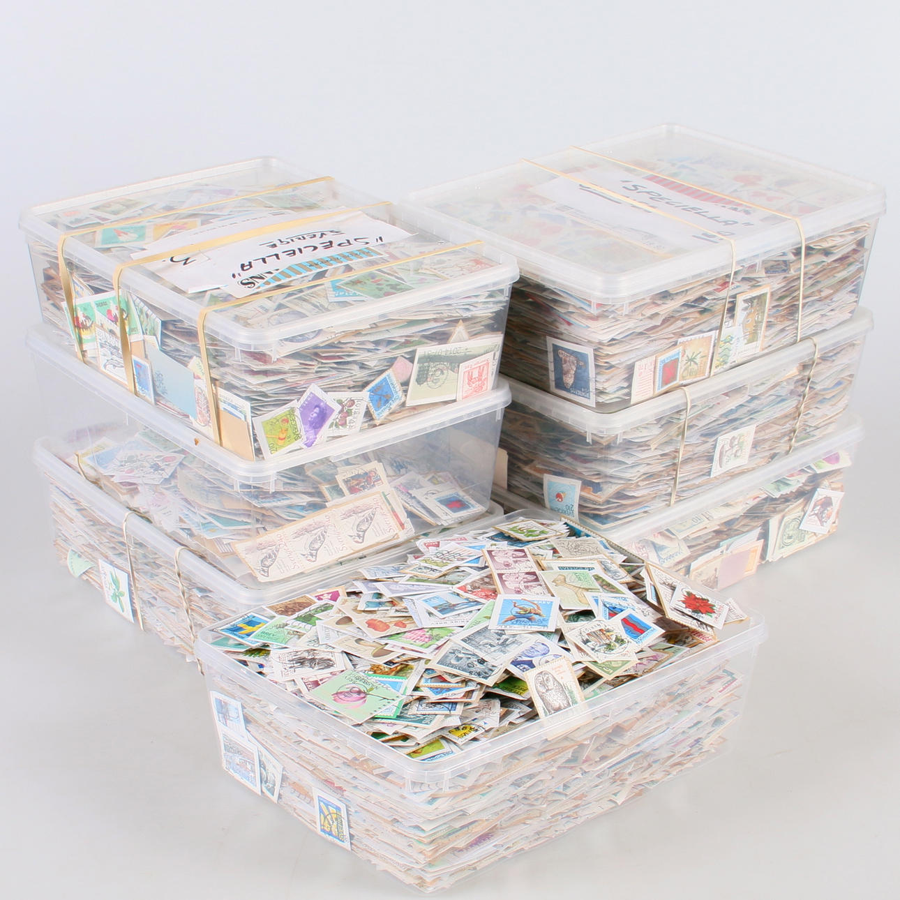 FRIMÄRKEN, 7 lådor, Sverige.