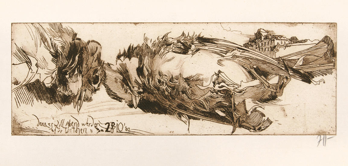 HORST JANSSEN. ”eftersom det vill vara kväll för moster.”.