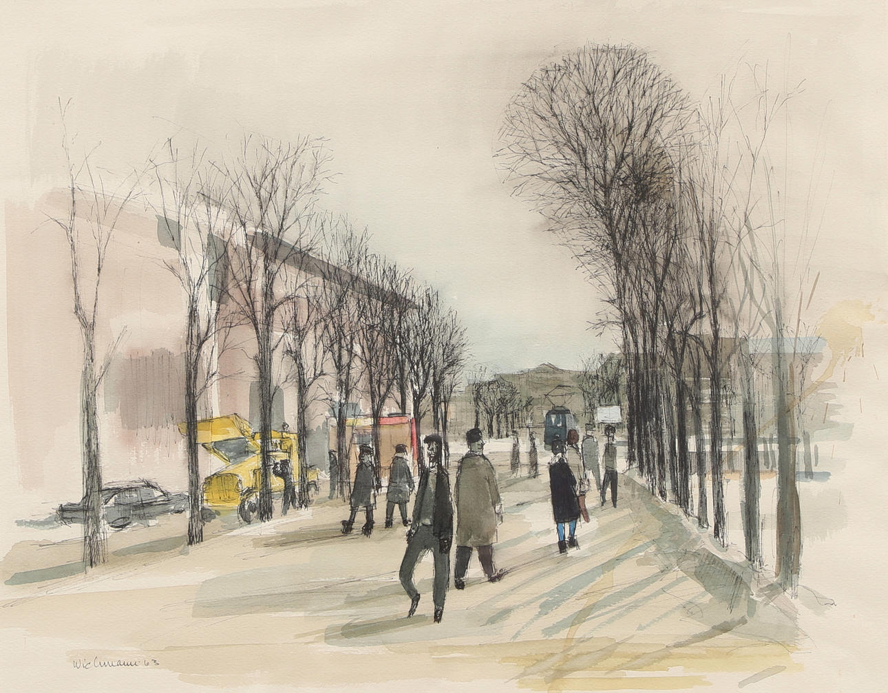 HARRY WICHMANN. Watercolour, town hall, signed, dated -63.