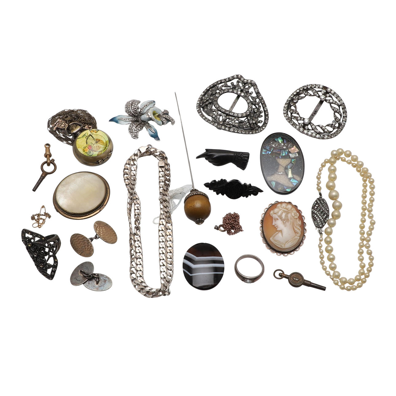 TWO PASTE BUCKLES ETC.