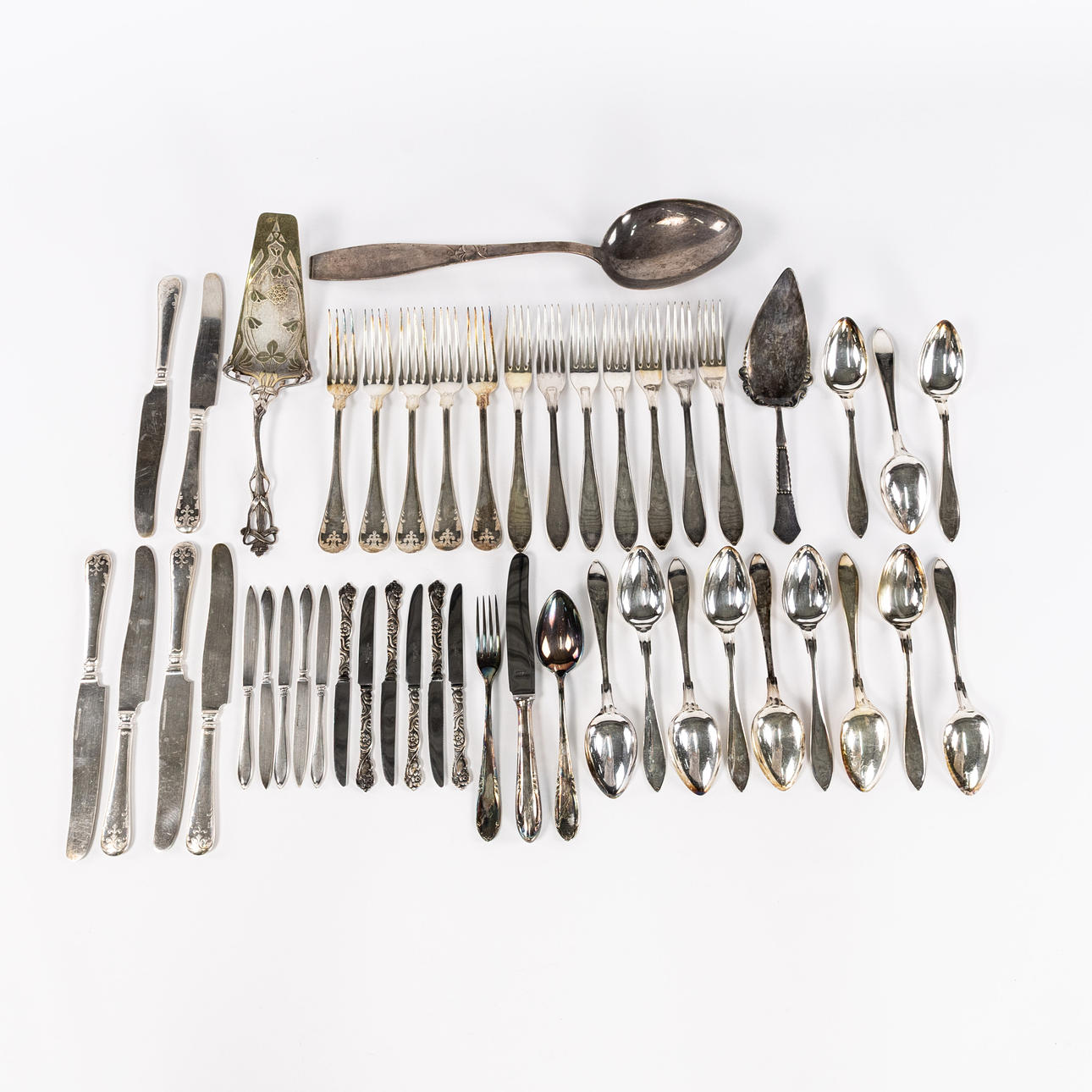 CUTLERY, nickel silver, one lot.