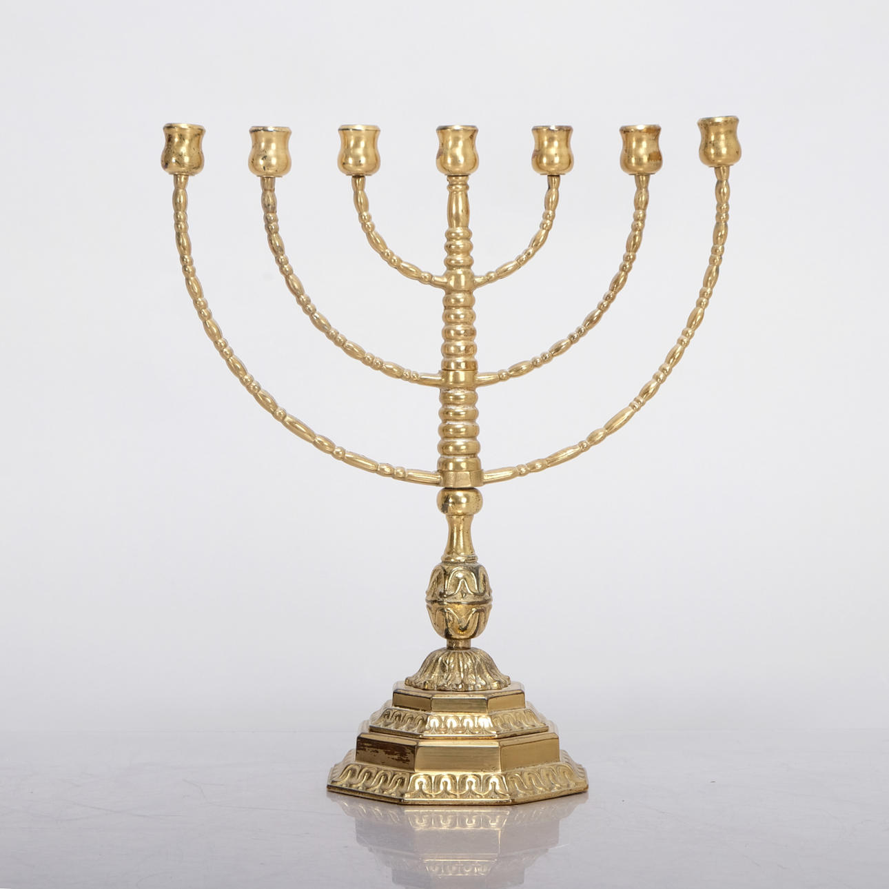 A candelabra, Menorah, 7-Armed, 20th century.