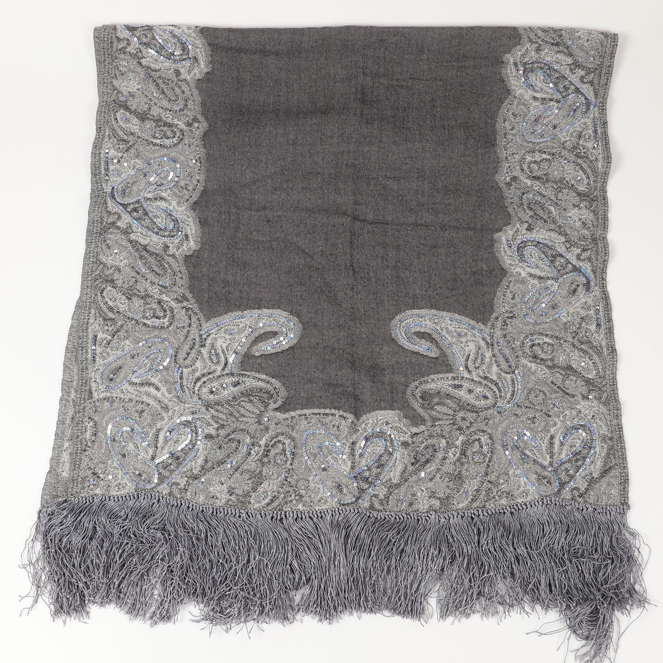 Shawl, textile with sequins 2000's.