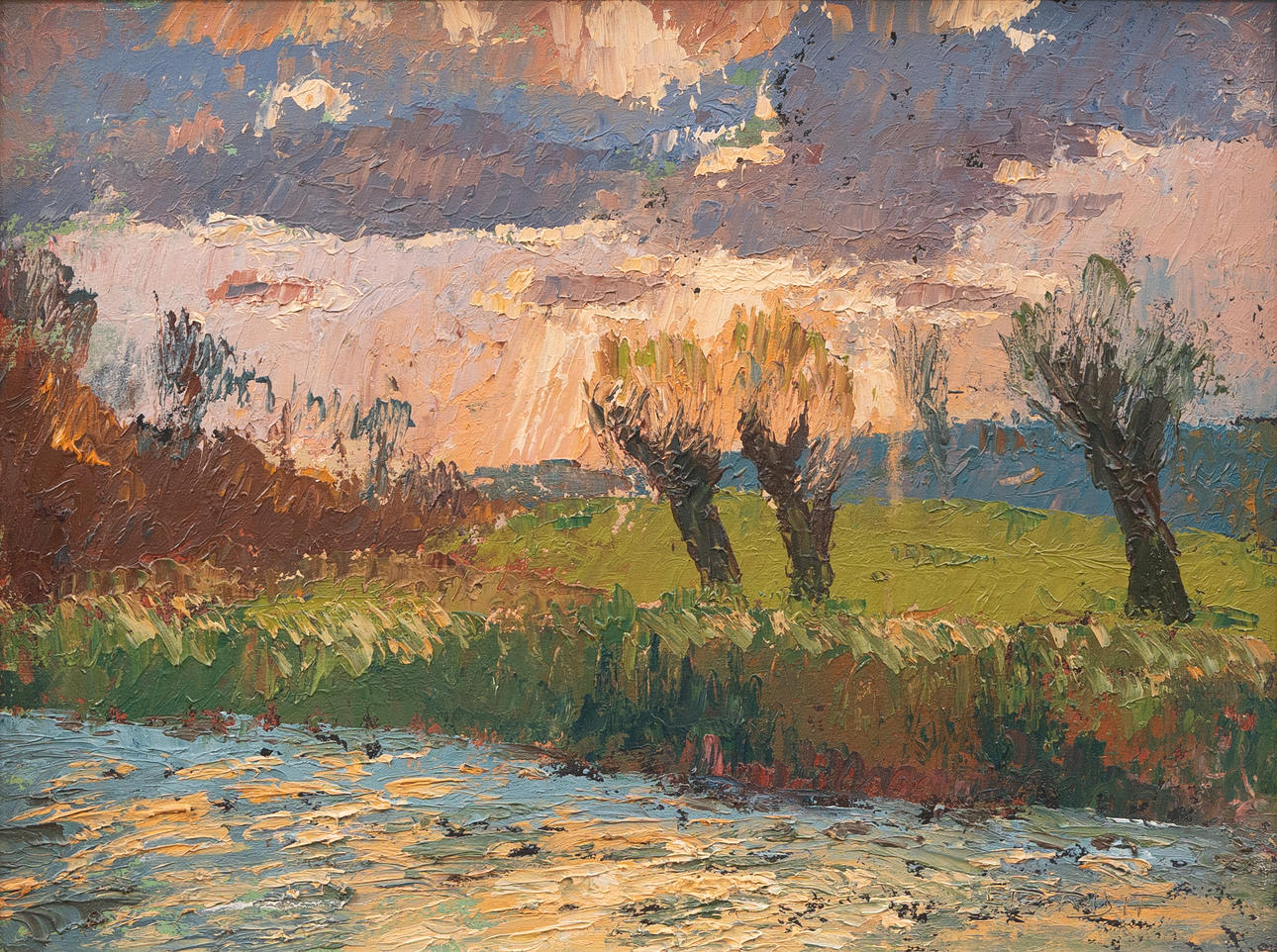 OIDENTIFIERAD KONSTNÄR. Landscape, oil on panel, indistinctly signed.