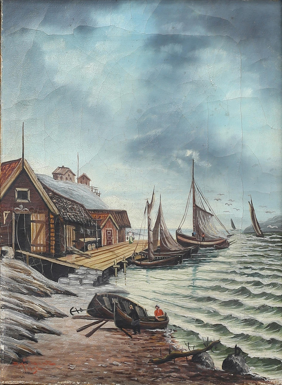 OIDENTIFIERAD KONSTNÄR. “Before the Storm”. Oil on canvas, signed D. Höckert, dated 1892.