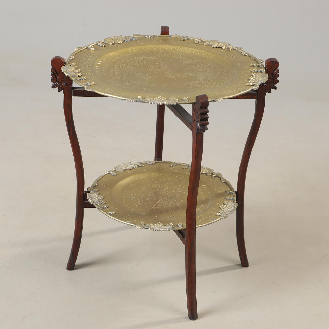 SIDE TABLE, brass and wood, Asia.