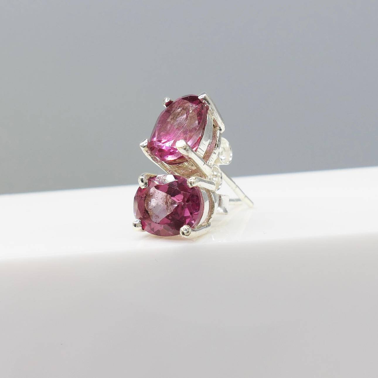 PINK TOPAZ gemstone studs.