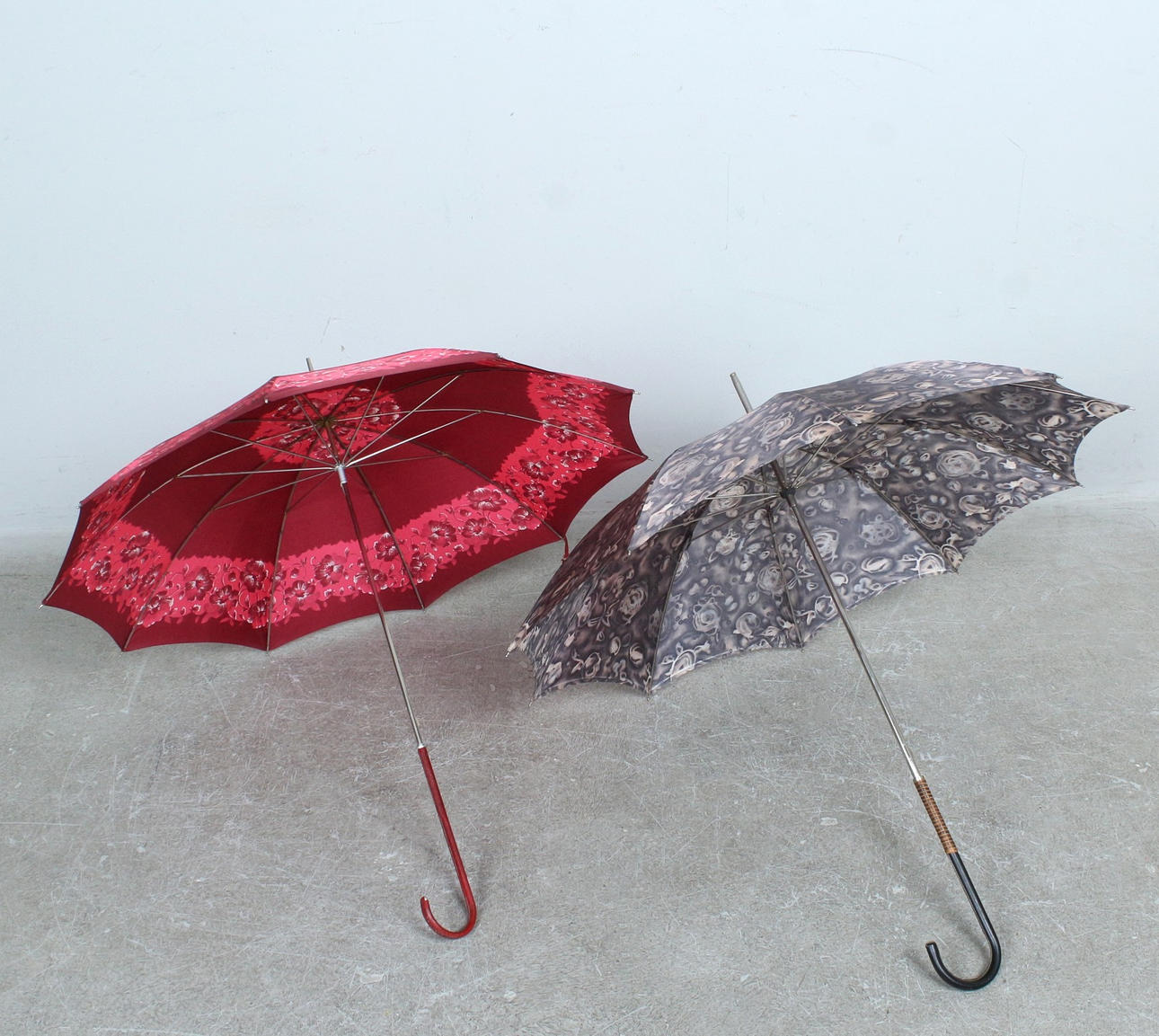 2 umbrellas with cover, 1950s, Germany.