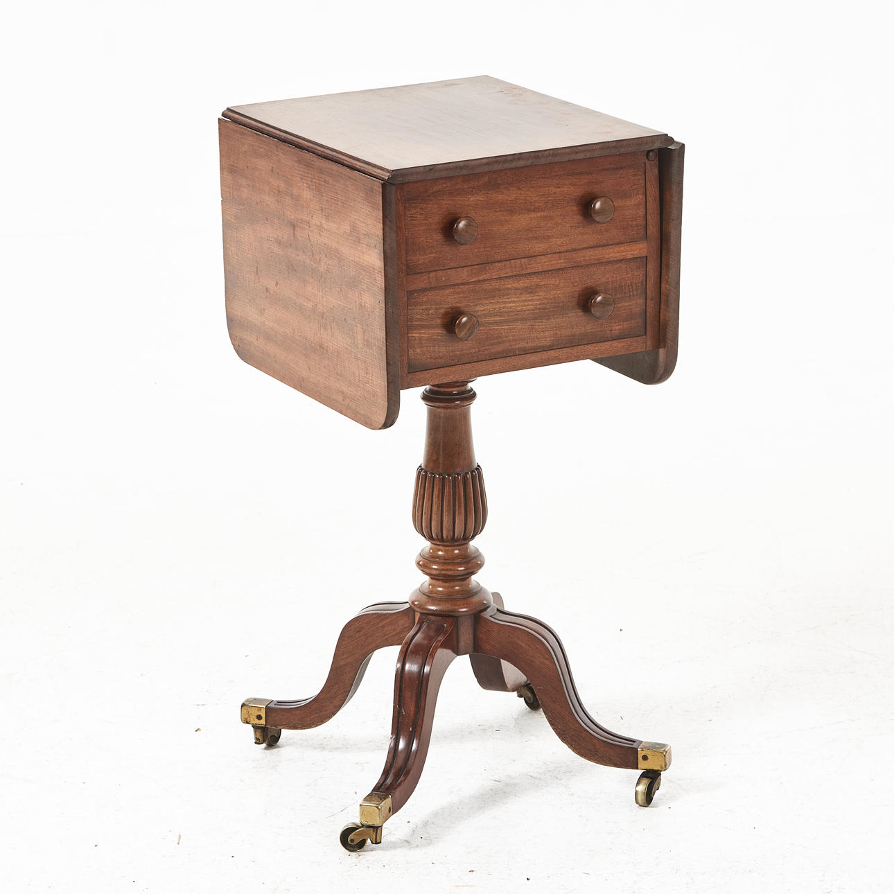 TABLE, England, top with folding flap, mahogany.