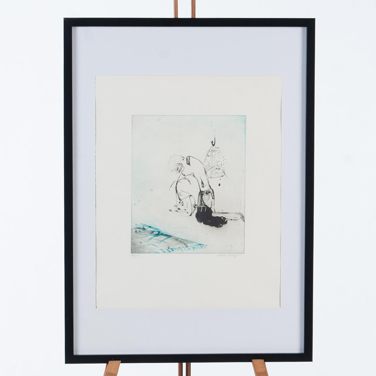 HELENE BILLGREN. Colour etching, Composition with figure, Signed and numbered 186/250.