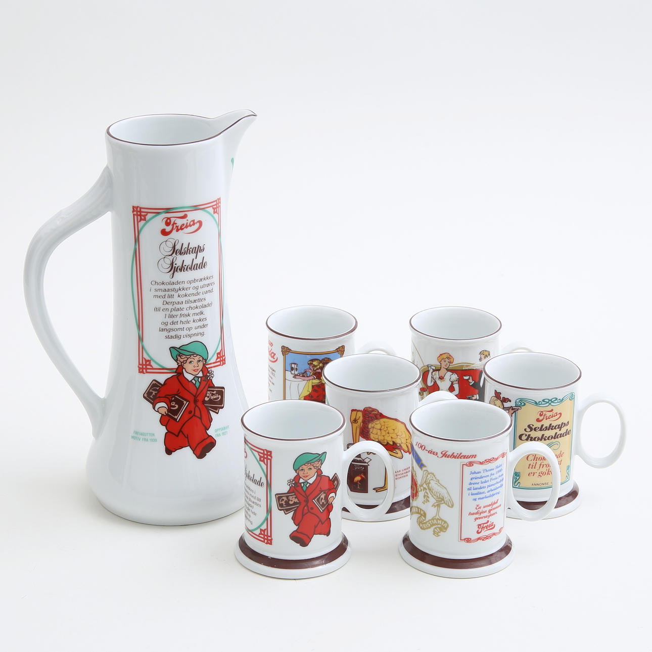 A 7-piece chocolate set, flintware, Norway.