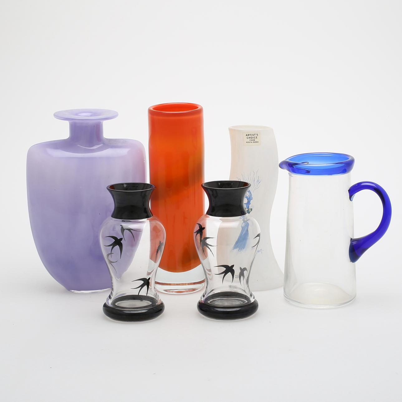 VASER, 6 st, Kjell Engman, Kosta Boda, Sea.