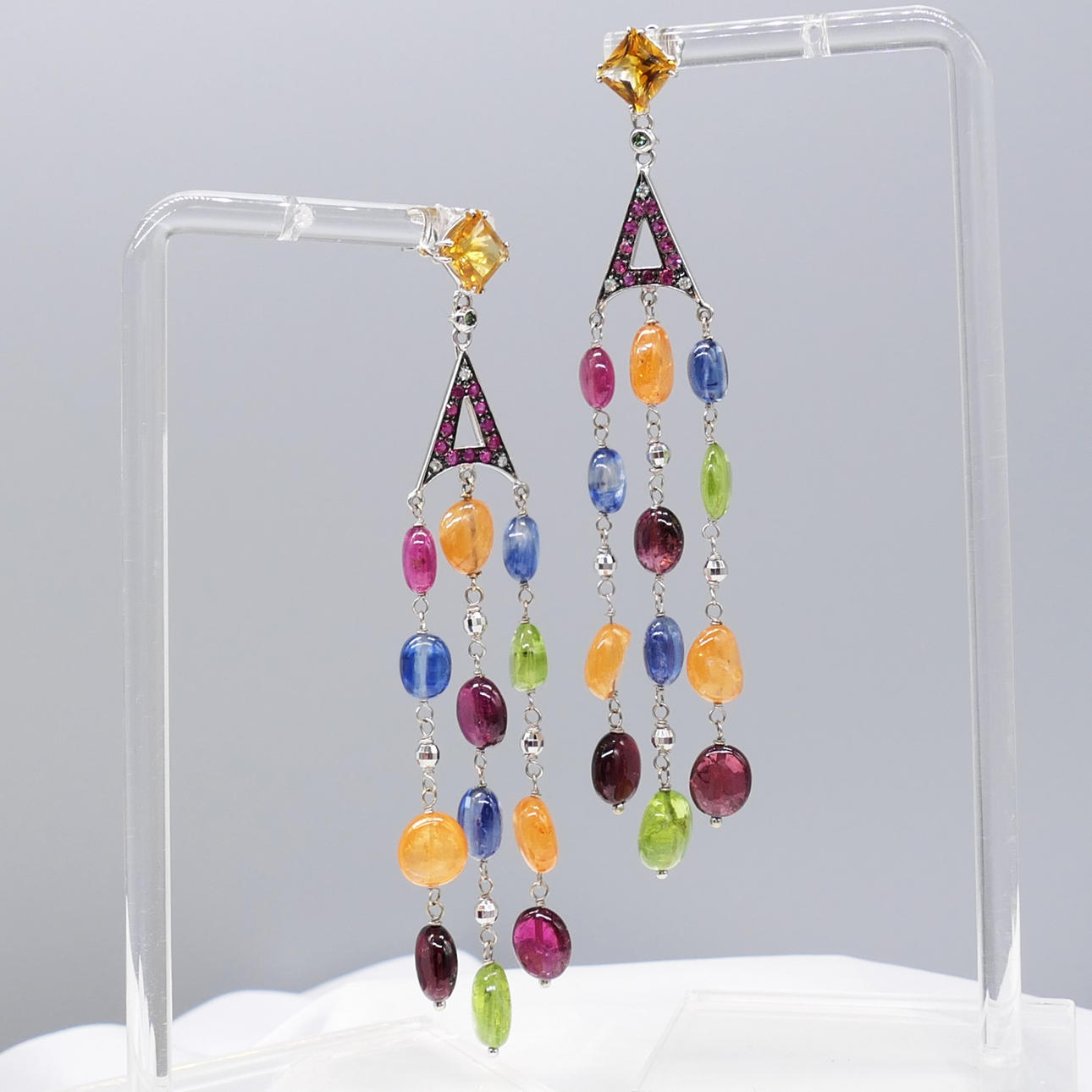 18k GEMSTONE & DIAMOND dangle earrings.