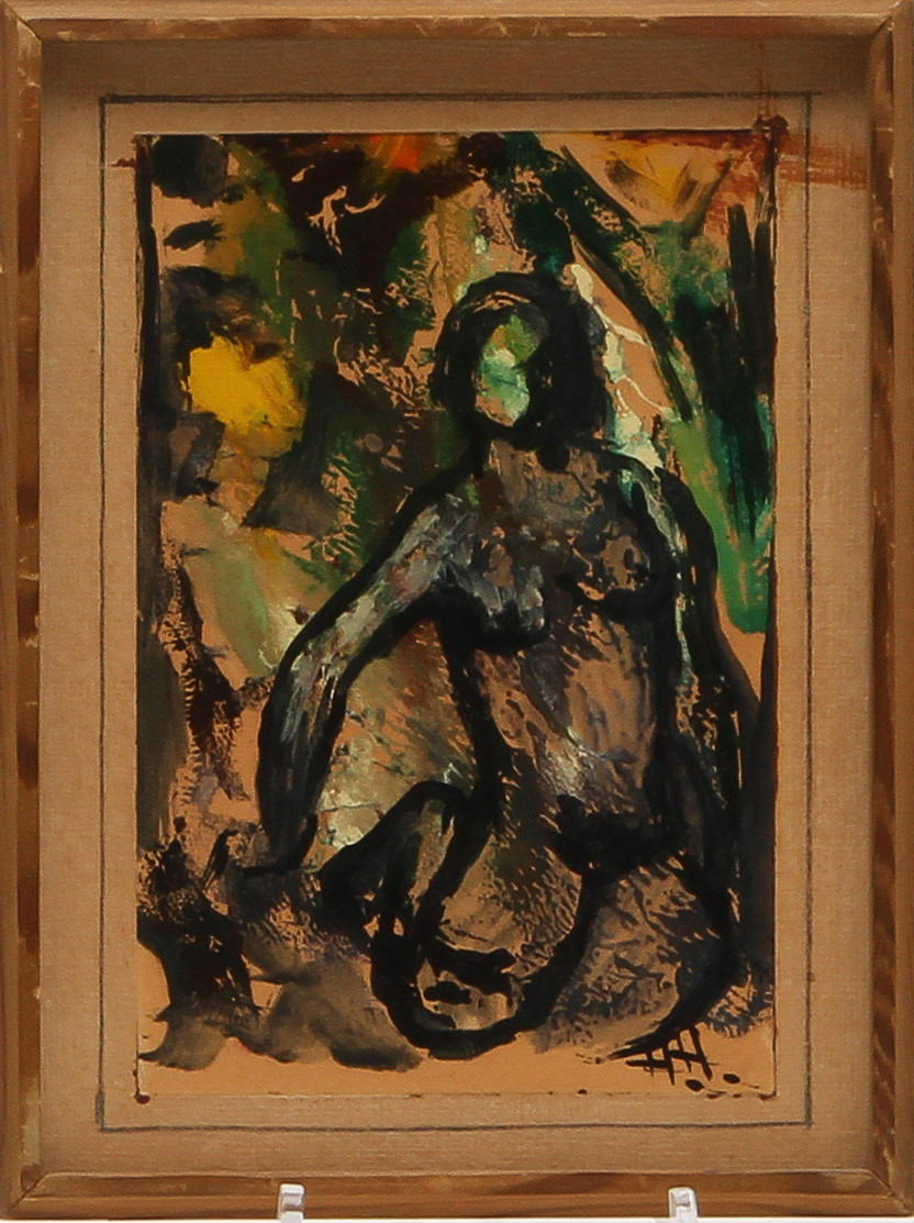 HILDING HULTBERG. Kvinna i landskap, olja på papp, sign.