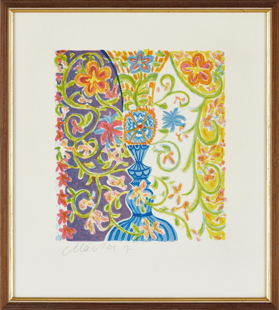 MÅRTEN ANDERSSON. Composition with faces, signed Mårten A, lithograph in colours.