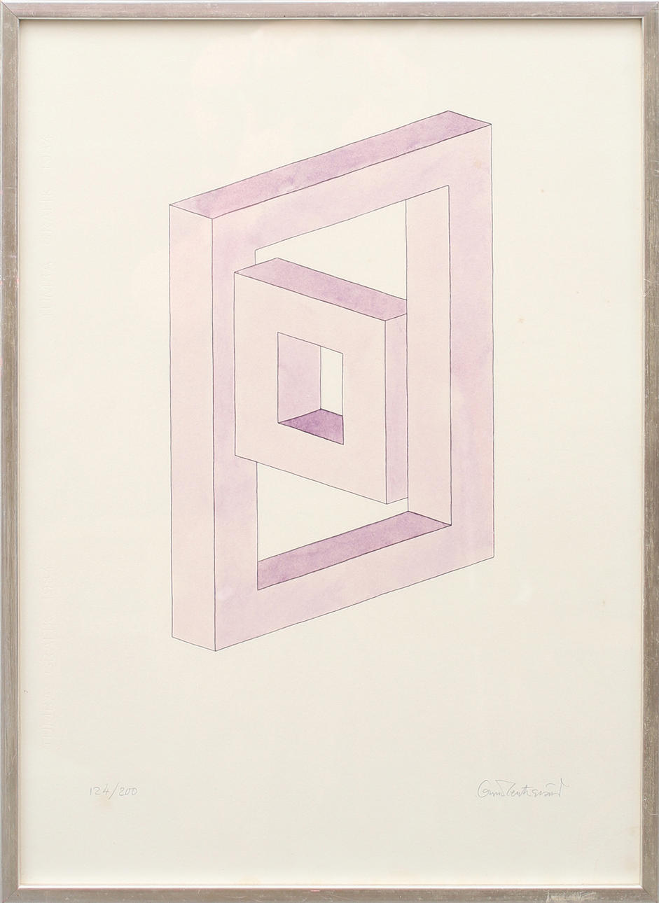 OSCAR REUTERSWÄRD. Färglitografi, omöjlig figur, signerad samt numrerad 124/200.