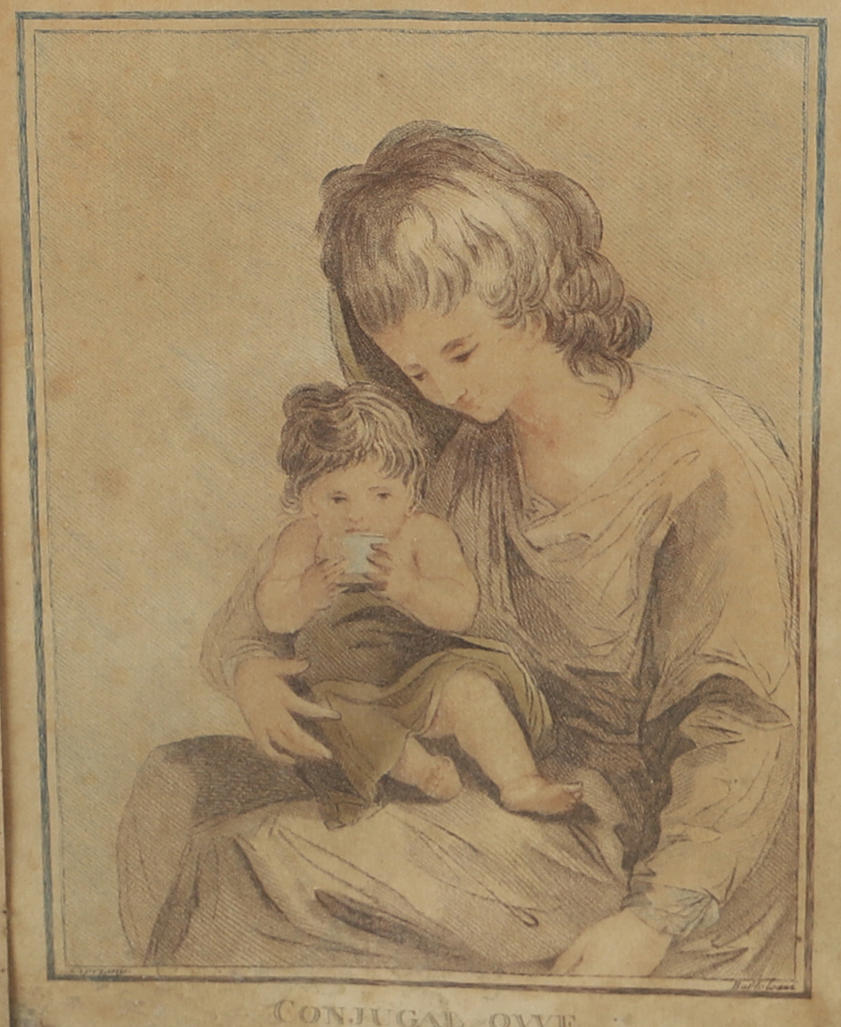 FRANCESCO BARTOLOZZI. AFTER. Mother with child, elderly print.