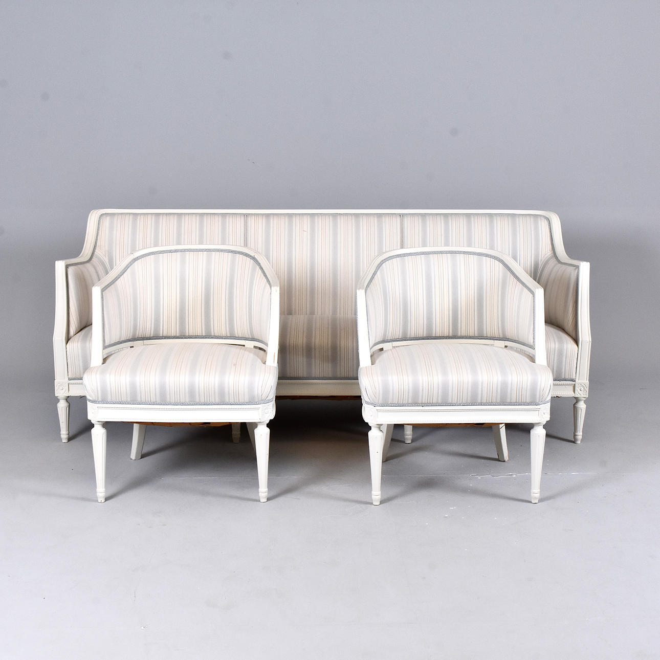 SOFA SET, 3 pieces, lacquered wood.