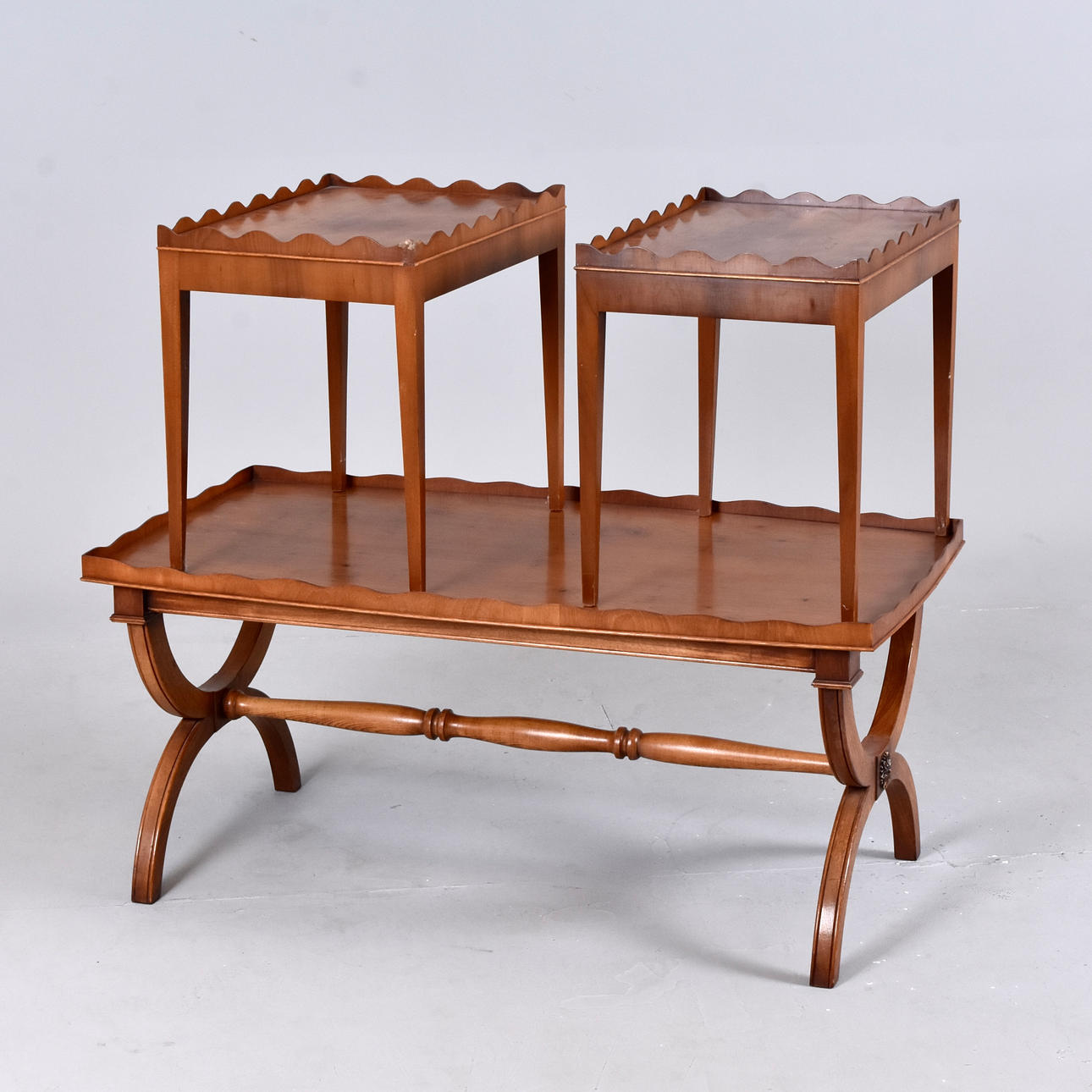 COFFEE TABLE with 2 side tables, yew.