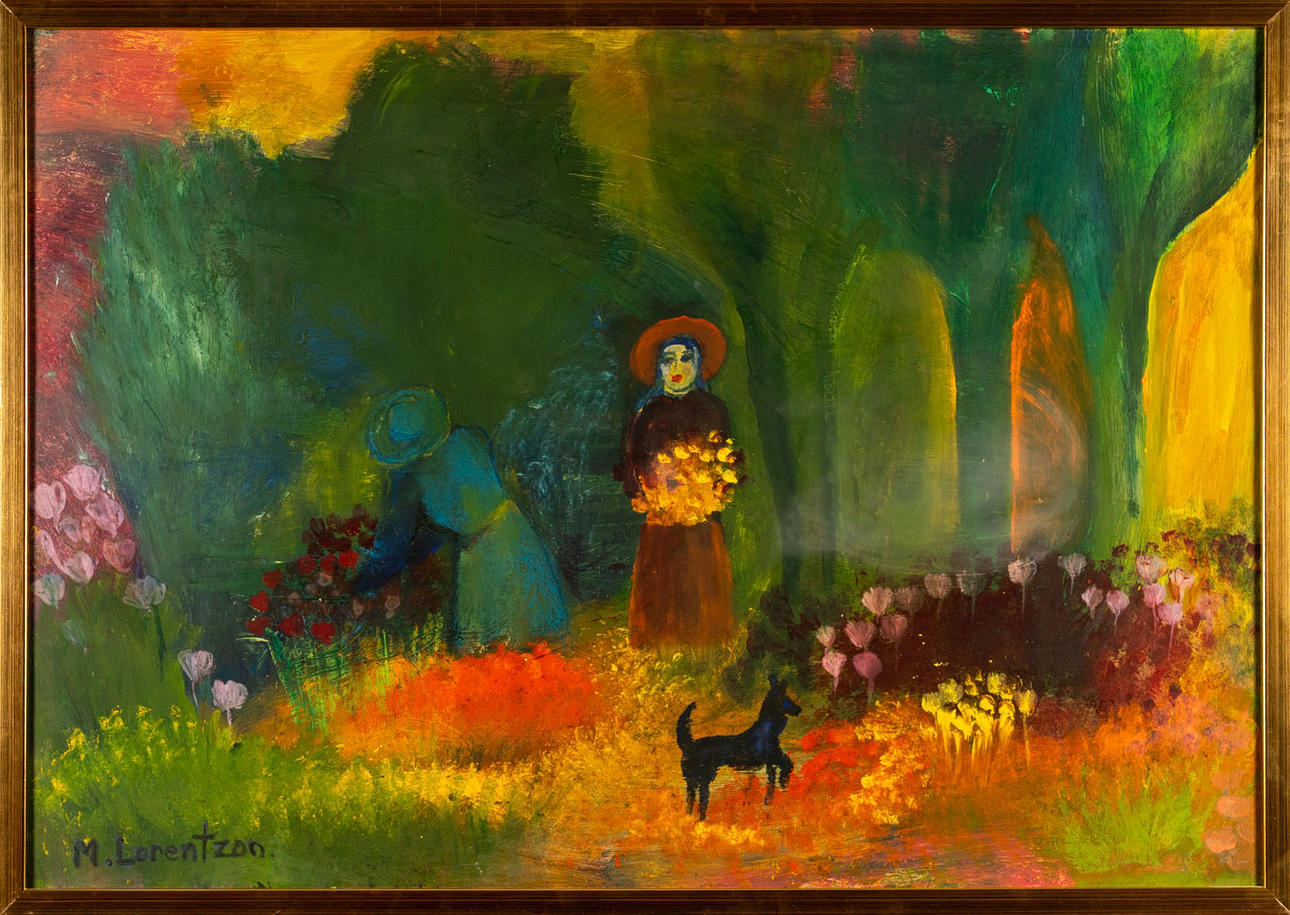 MONICA LORENTZON. Oil on panel, signed.