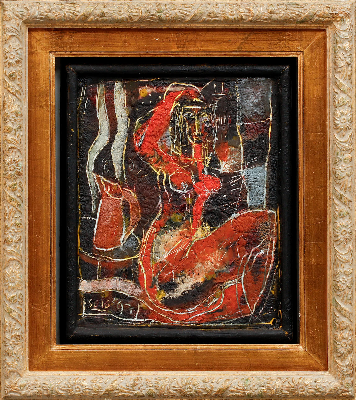 PETER APELGREN. Abstract composition, mixed media on canvas, signed.