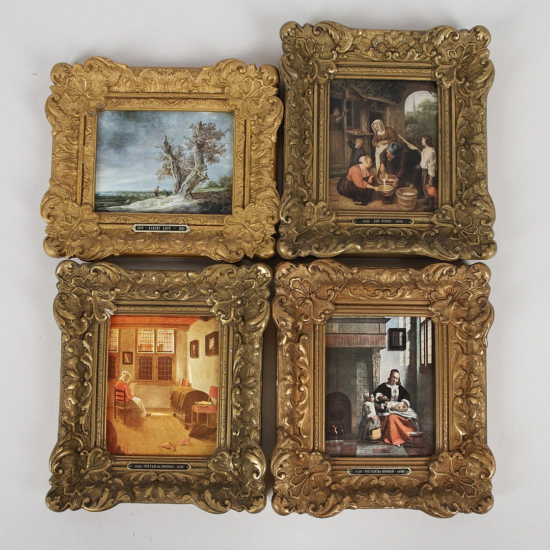 TRYCK, 4 st. efter kända verk, träramar, 1900-tal.