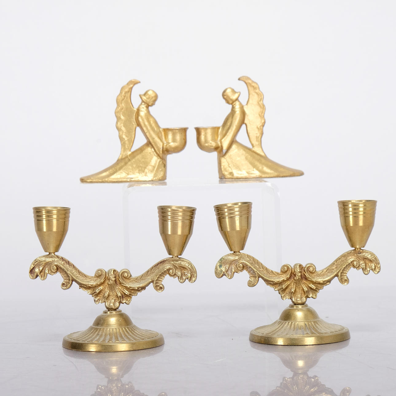 LIGHT ANGELS/CANDELABERS, 2-Pair, Brass, (4pcs).