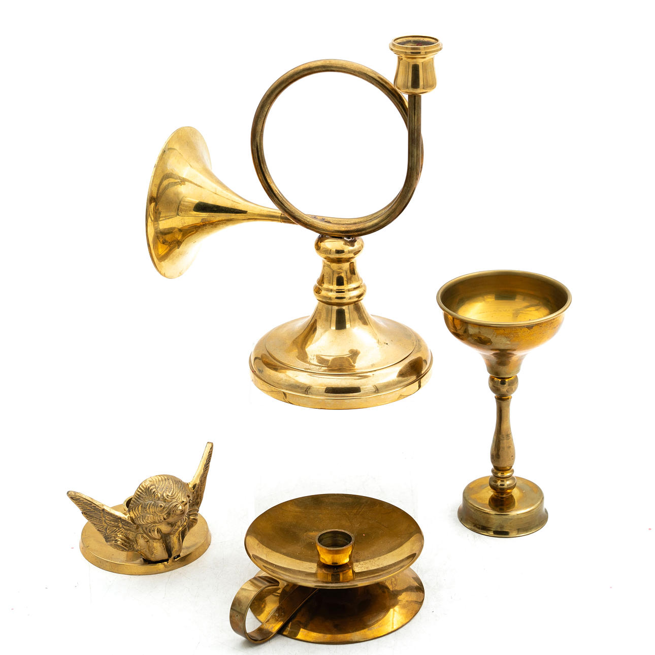 CANDLE HOLDER, 4 pieces. Brass.