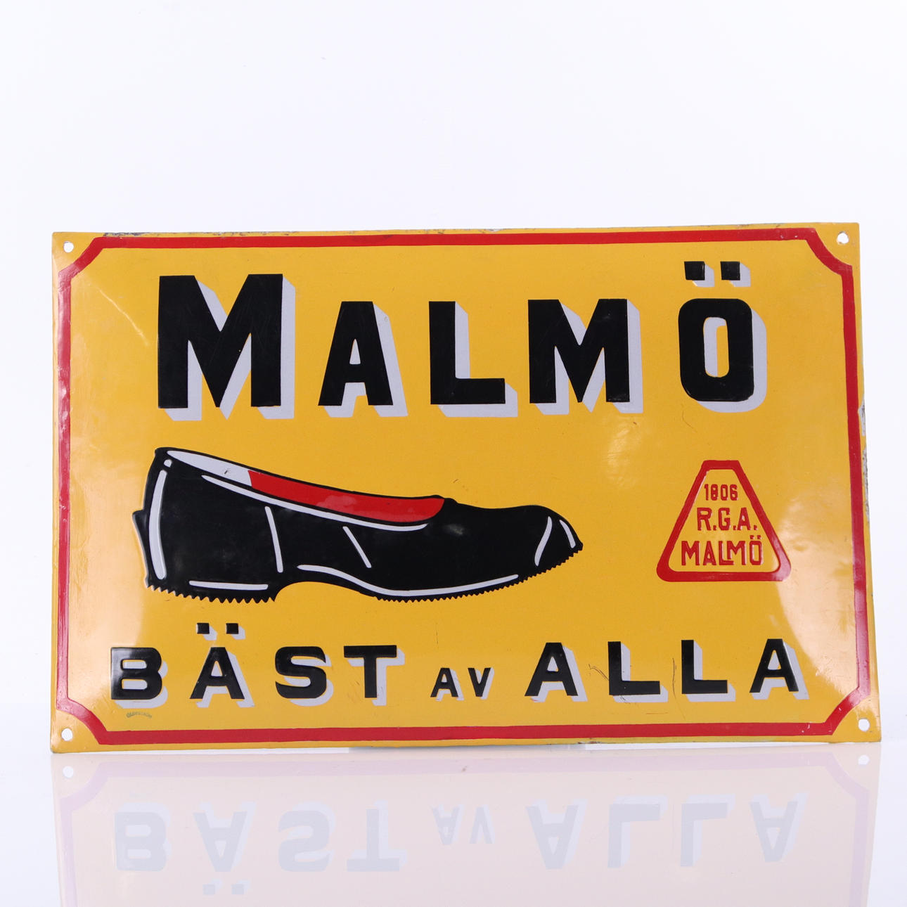 MALMÖ GALOSCHER, emaljskylt, 1910/20-tal.