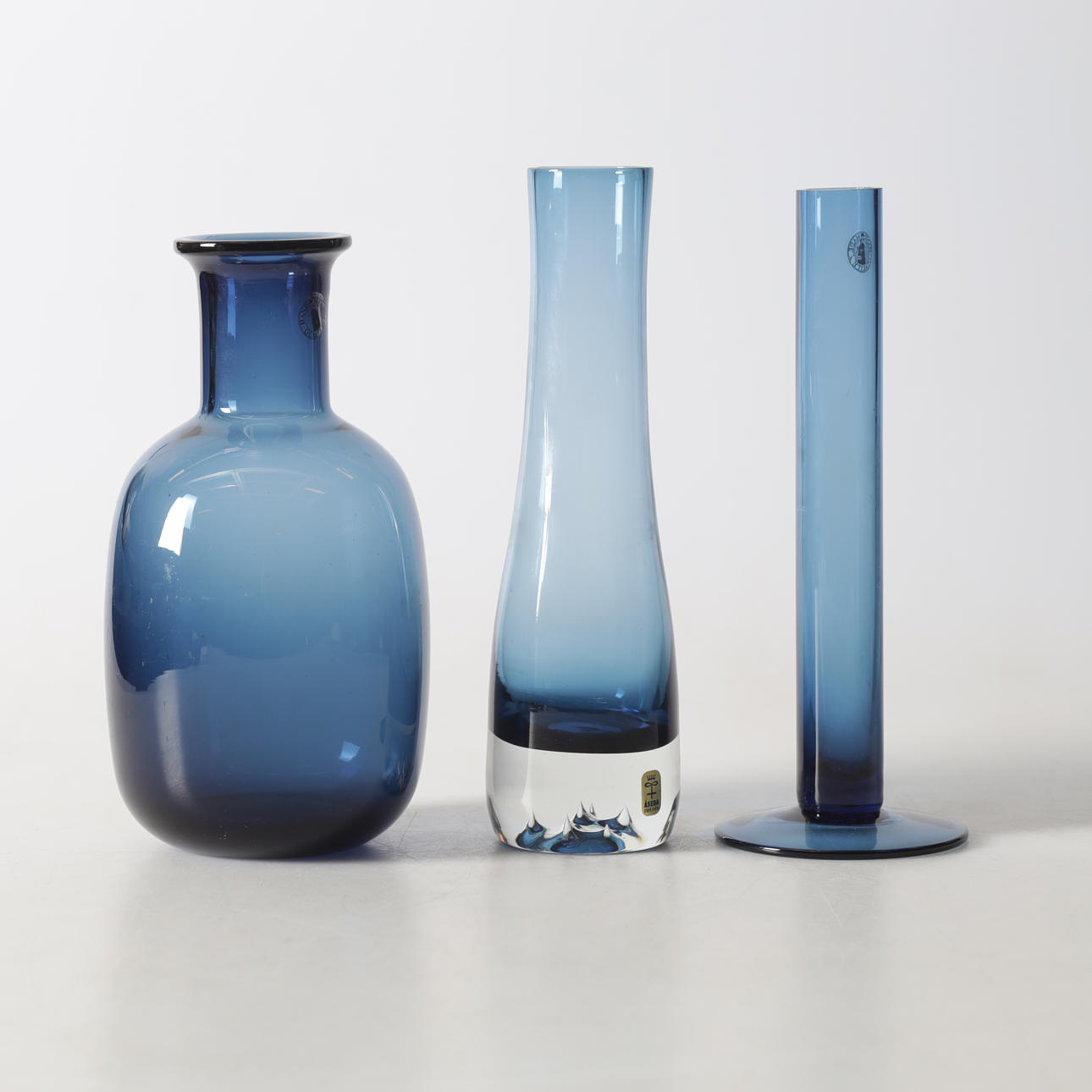 VASES, 3 pcs. Glass, partly Åseda.