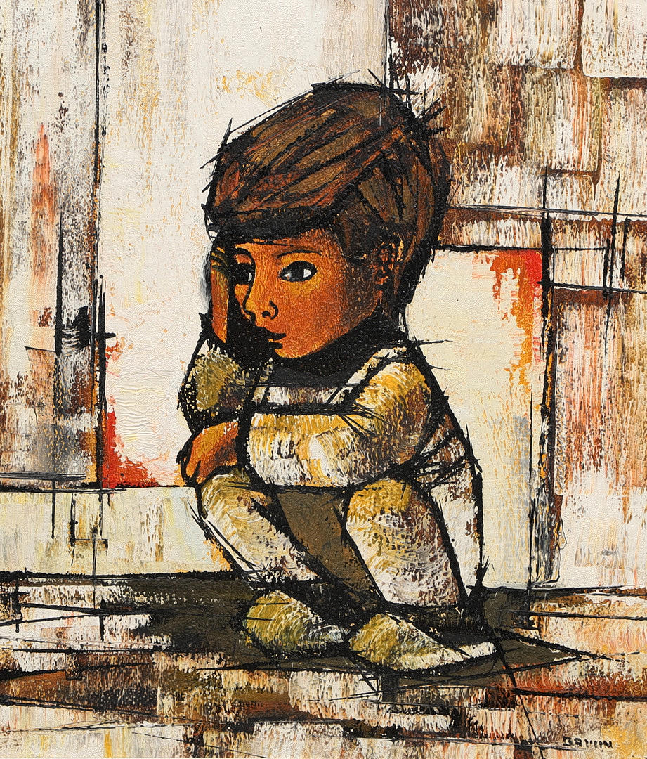 JÖRGEN BRUUN. Oil on canvas, boy, signed.