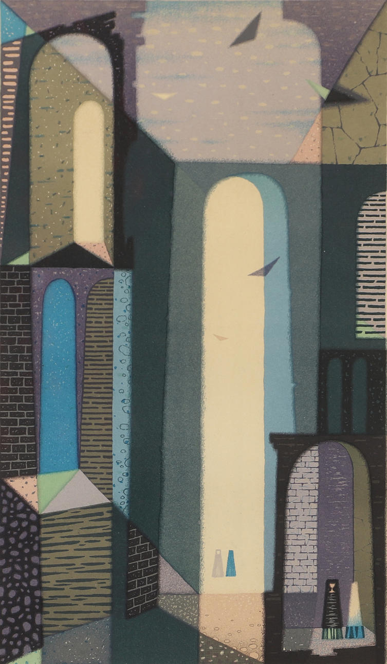 SVEN JONSSON. Composition with figures, lithograph in colours, signed.