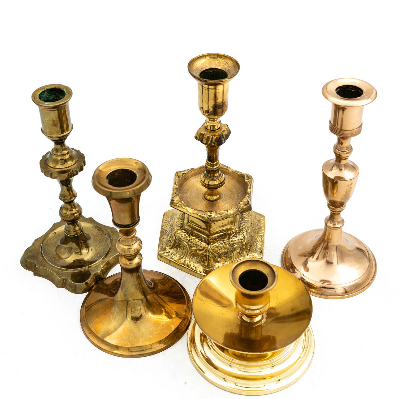 5-piece candle holder, Brass.