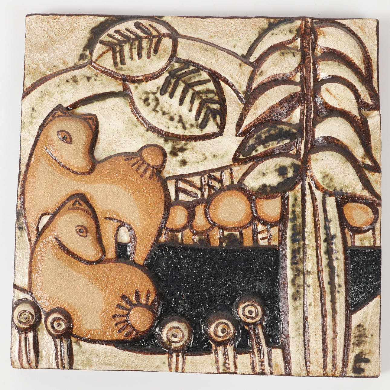 A partially glazed ceramic wall relief, Søholm, Denmark.