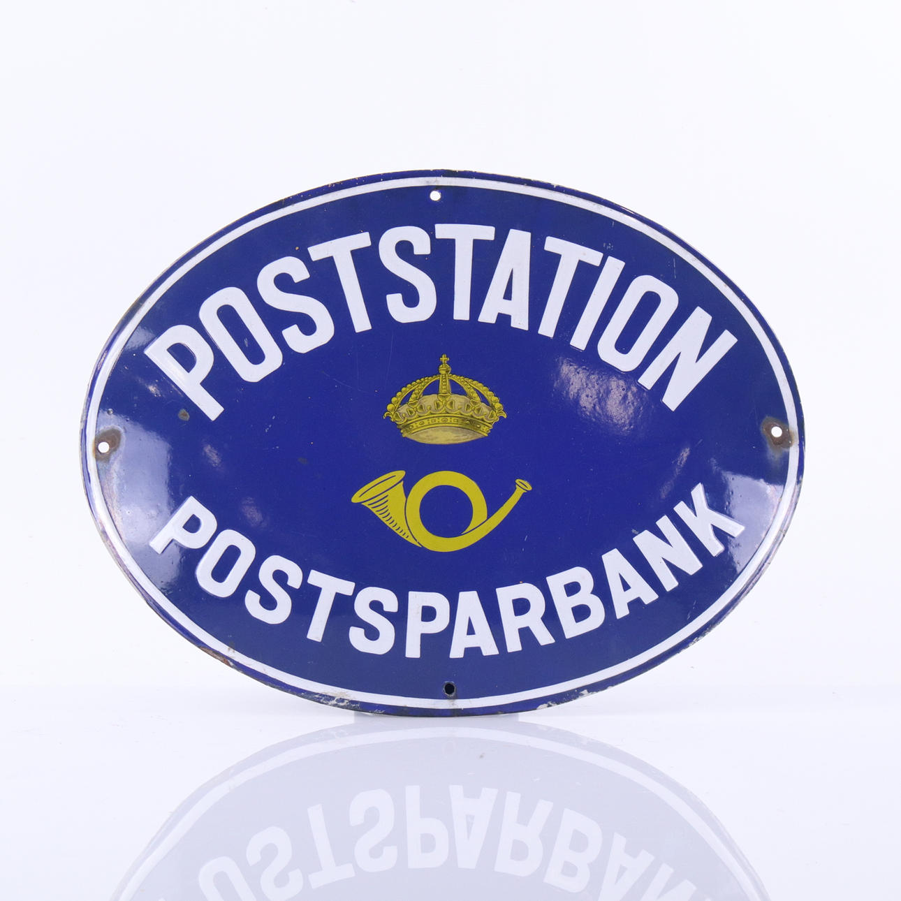 POSTSTATION, emaljskylt, 1900-talets första hälft.