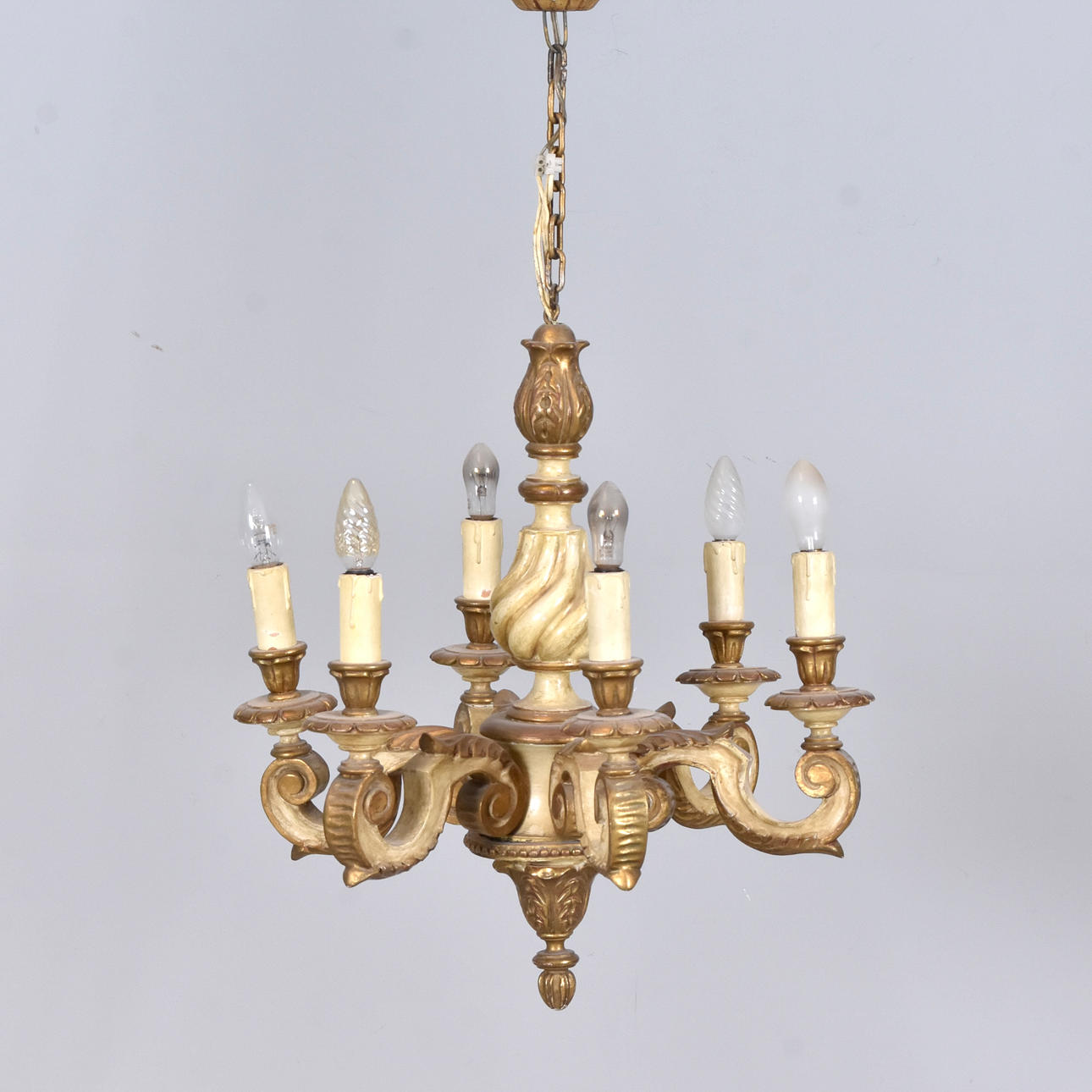 CEILING LAMP, lacquered and bronzed wood.