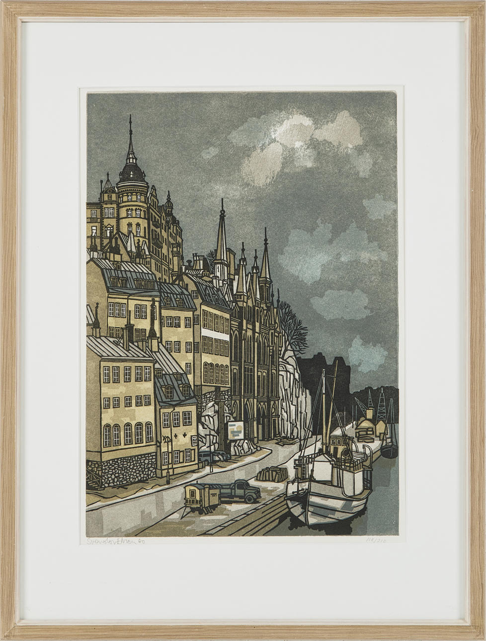 SVENOLOV EHRÉN. Södermälarstrand, woodcut, signed, numbered 118/320.